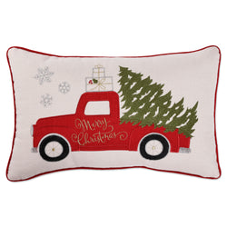 Indoor Red Christmas Truck Lumbar Pillow Rectangular Throw Pillow