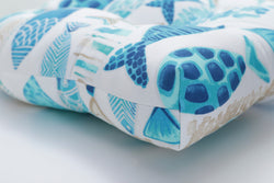 Hooked Seaside Blue Wicker Loveseat Cushion