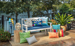 Resort Stripe Blue Bench Cushion