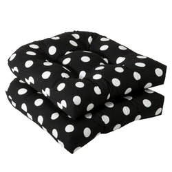 Polka Dot Black Wicker Seat Cushion (Set Of 2)