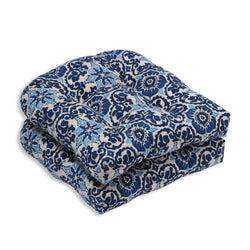 Woodblock Prism Blue Wicker Seat Cushion (Set Of 2)