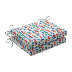 Color Tabs Primaries Blue Squared Corners Seat Cushion (Set Of 2)