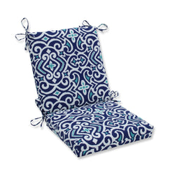 New Damask  Marine Squared Corners Chair Cushion