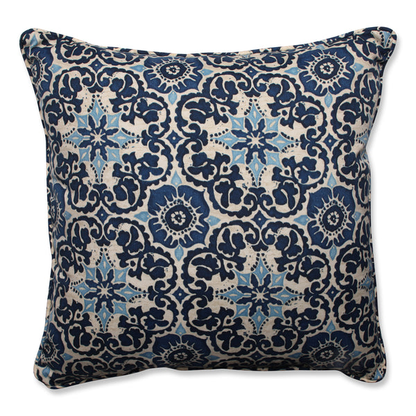 Woodblock Prism Blue 25-Inch Floor Pillow - Pillow Perfect