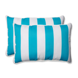 Cabana Stripe Turquoise Over-Sized Rectangular Throw Pillow (Set Of 2)