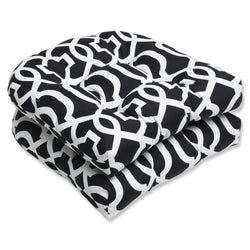 New Geo Black/White Wicker Seat Cushion (Set Of 2)
