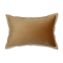 Indoor Velvet Flange Gold Rectangular Throw Pillow