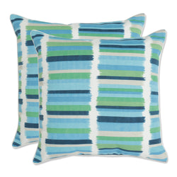 Solar Stripe Azure 18.5-inch Throw Pillow (Set of 2)
