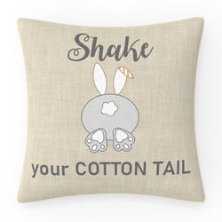 Outdoor/Indoor Easter Cotton Tail Natural 18-inch Throw Pillow
