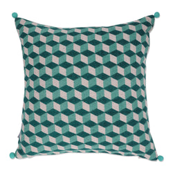 Throw Pillow, Totally Cubular in Turquoise, 18" x 18"
