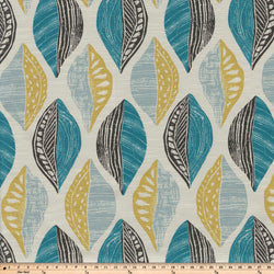 Leaf Block Teal/Citron Fabric