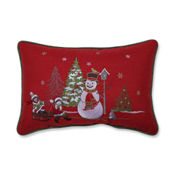Indoor Christmas Frosty Scene Rectangular Throw Pillow