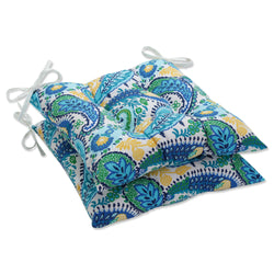 Amalia Paisley Blue Tufted Seat Cushions