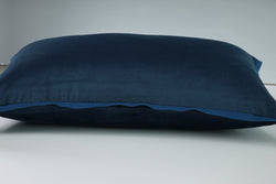Indoor Velvet Flange Navy Blue Rectangular Throw Pillow
