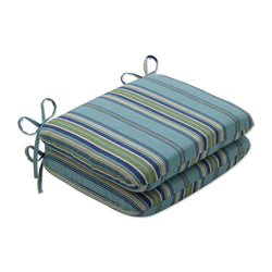 Terrace Breeze Blue Rounded Corners Seat Cushion (Set Of 2)