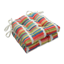 Solar Stripe Fruit Punch Deluxe Tufted Chairpad (Set of 2)