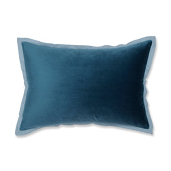 Indoor Velvet Flange Teal Rectangular Throw Pillow