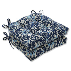 Woodblock Prism Blue Reversible Chair Pad (Set Of 2)