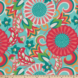 Sophia Turquoise/Coral Fabric