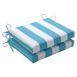 Cabana Stripe Turquoise Squared Corners Seat Cushion (Set Of 2)