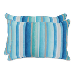 Dina Seaside Blue Over-sized Rectangular Throw Pillow (Set of 2)