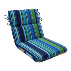 Spring Bling Blue\Sea Island Stripe Blue Blue Rounded Corners Chair Cushion