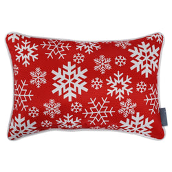 Outdoor/Indoor Christmas Let It Snow Red Rectangular Throw Pillow