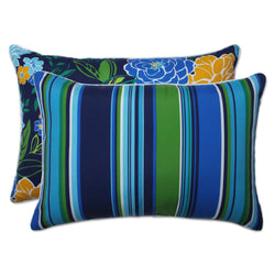 Spring Bling Blue\Sea Island Stripe Blue Over-Sized Rectangular Throw Pillow (Set Of 2)