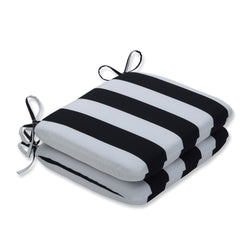 Cabana Stripe Black Rounded Corners Seat Cushion (Set Of 2)