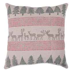 Christmas/Holiday Throw Pillow in Woodland Forest Natural, 20" x 20"