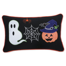 Boo Friends Black Rectangular Throw Pillow