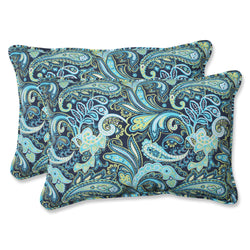 Pretty Paisley Navy Over-Sized Rectangular Throw Pillow (Set Of 2)