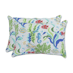 Coral Bay Blue Over-sized Rectangular Throw Pillow (Set of 2)