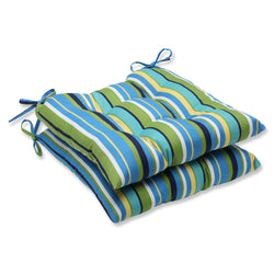 Topanga Stripe Lagoon Tufted Seat Cushions
