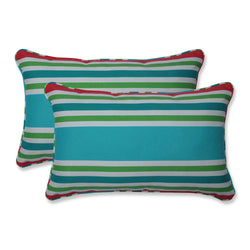Aruba Stripe Turq/Coral Rectangular Throw Pillow (Set Of 2)