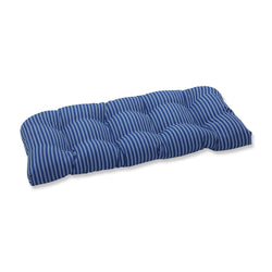 Resort Stripe Blue Wicker Loveseat Cushion