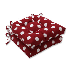 Polka Dot Red Reversible Chair Pad (Set Of 2)