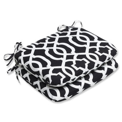 New Geo Black/White Rounded Corners Seat Cushion (Set Of 2)