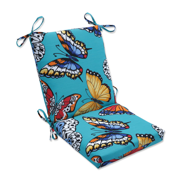 Outdoor Indoor Butterfly Garden Turquoise Squared Corners Chair