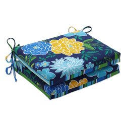 Spring Bling Blue\Sea Island Stripe Blue Squared Corners Seat Cushion (Set Of 2)