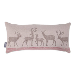 Christmas/Holiday Oversized Lumbar Throw Pillow in Woodland Reindeer Natural, 12" x 25"