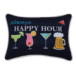 Happy Hour Blue Rectangular Throw Pillow