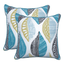 Leaf Block Teal/Citron 16.5-Inch Throw Pillow (set of 2)