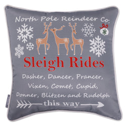 Outdoor/Indoor Christmas Sleigh Rides Gray 18-inch Throw Pillow