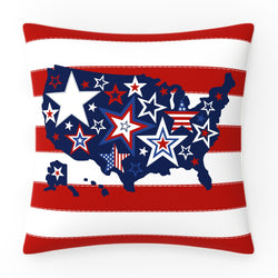 Patriotic Outdoor Reversible Decorative Throw Pillow in One Flag One Nation Red, 18"x18", Complete Pillow with Welt Cord