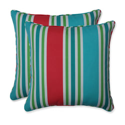 Aruba Stripe Turq/Coral 18.5-Inch Throw Pillow (Set Of 2)