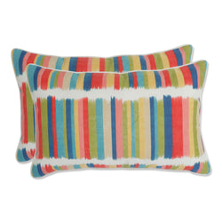 Solar Stripe Fruit Punch Rectangular Throw Pillow (Set of 2)