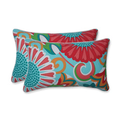 Sophia Turquoise/Coral Rectangular Throw Pillow (Set Of 2)