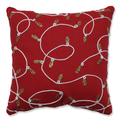 Indoor Christmas Strings of Lights Red 16.5-inch Throw Pillow
