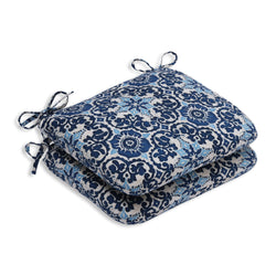 Woodblock Prism Blue Rounded Corners Seat Cushion (Set Of 2)